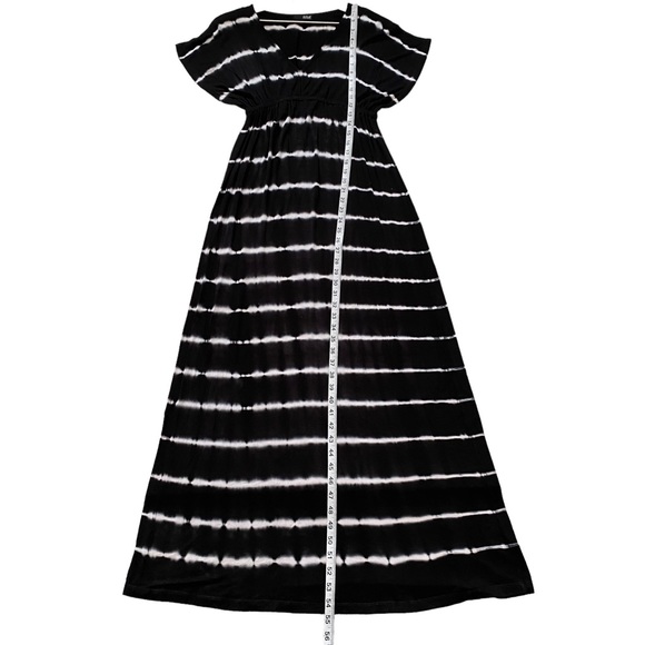 a.n.a. Women’s V-Neck Black & White Tie Dye Stripes Maxi Dress Size Small - Picture 8 of 10